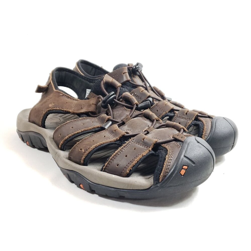 Propet Mens Size 11.5 Brown Leather Outdoor Fisherman Sandals